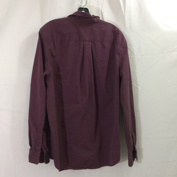 Lot 2 Mens Casual Button Down Shirts Eddie Bauer Old Navy Maroon Blue Medium - Picture 3 of 8
